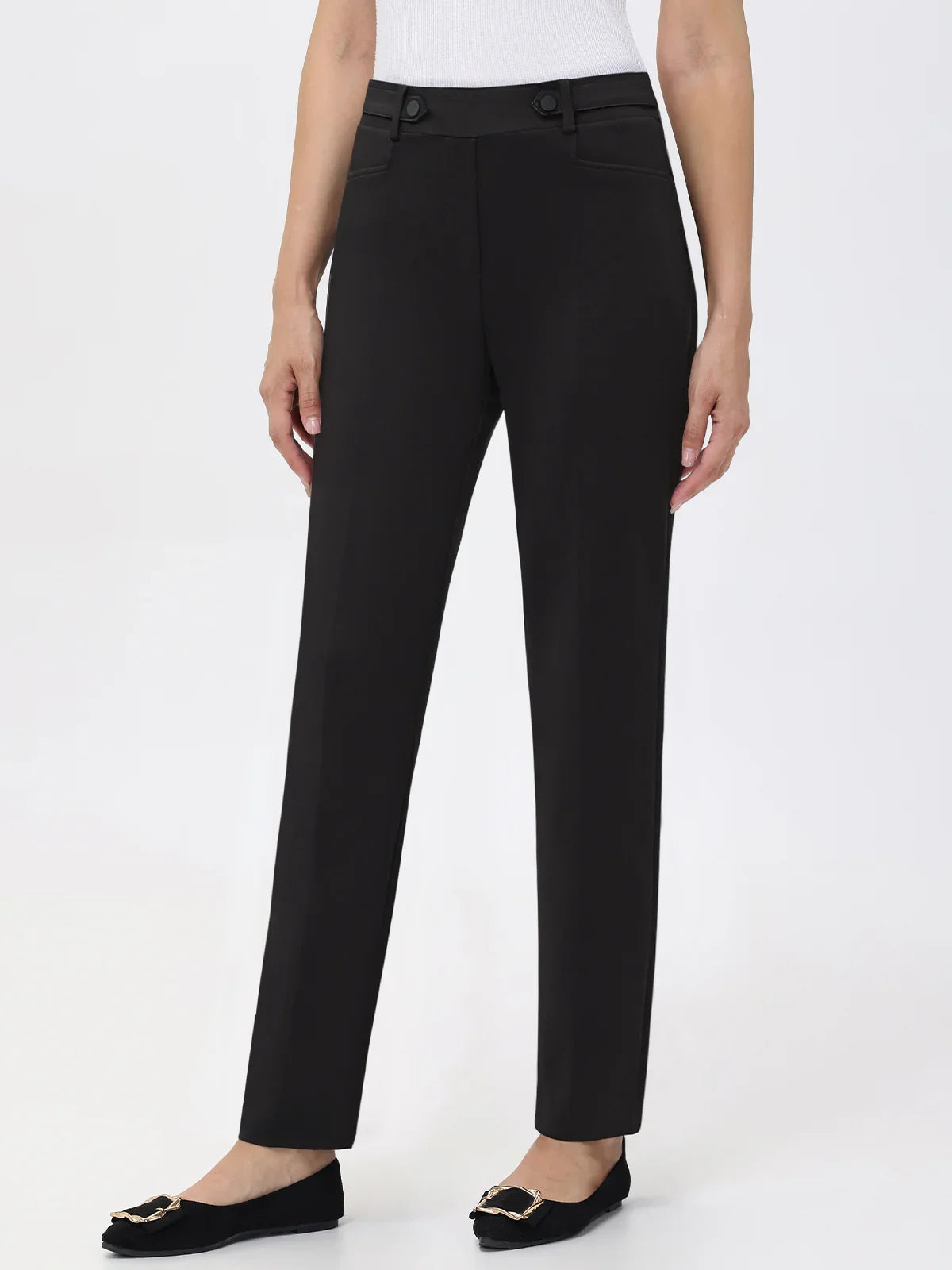 DKNY Women's Two Button Tab Ankle Pants Black Size 12