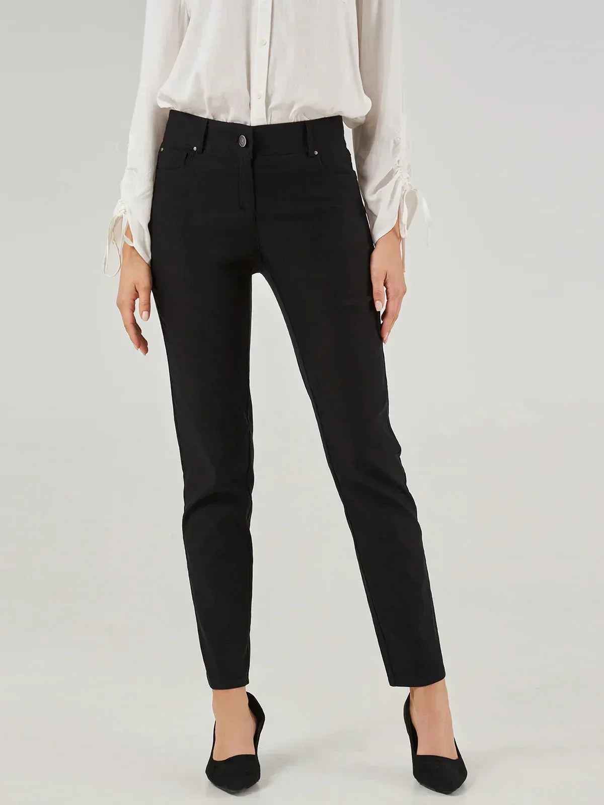 straight leg dress pants for women FZYLQY Womens Work Business Casual High Waisted Bootcut Stretchy Pants Regular Fit Trousers at Amazon Women's Clothing store functional besom back pockets Button tab closure Lyna Wide Leg Trouser Pants