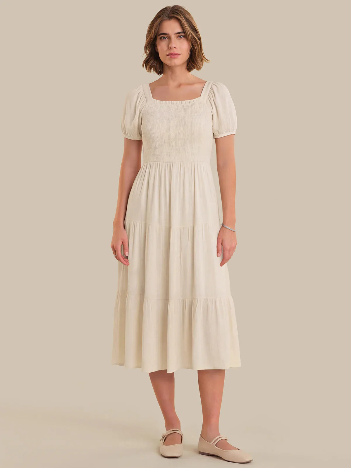 white plain midi dress White Midi Dress: Open Back Fit & Flare Cocktail Outfit
