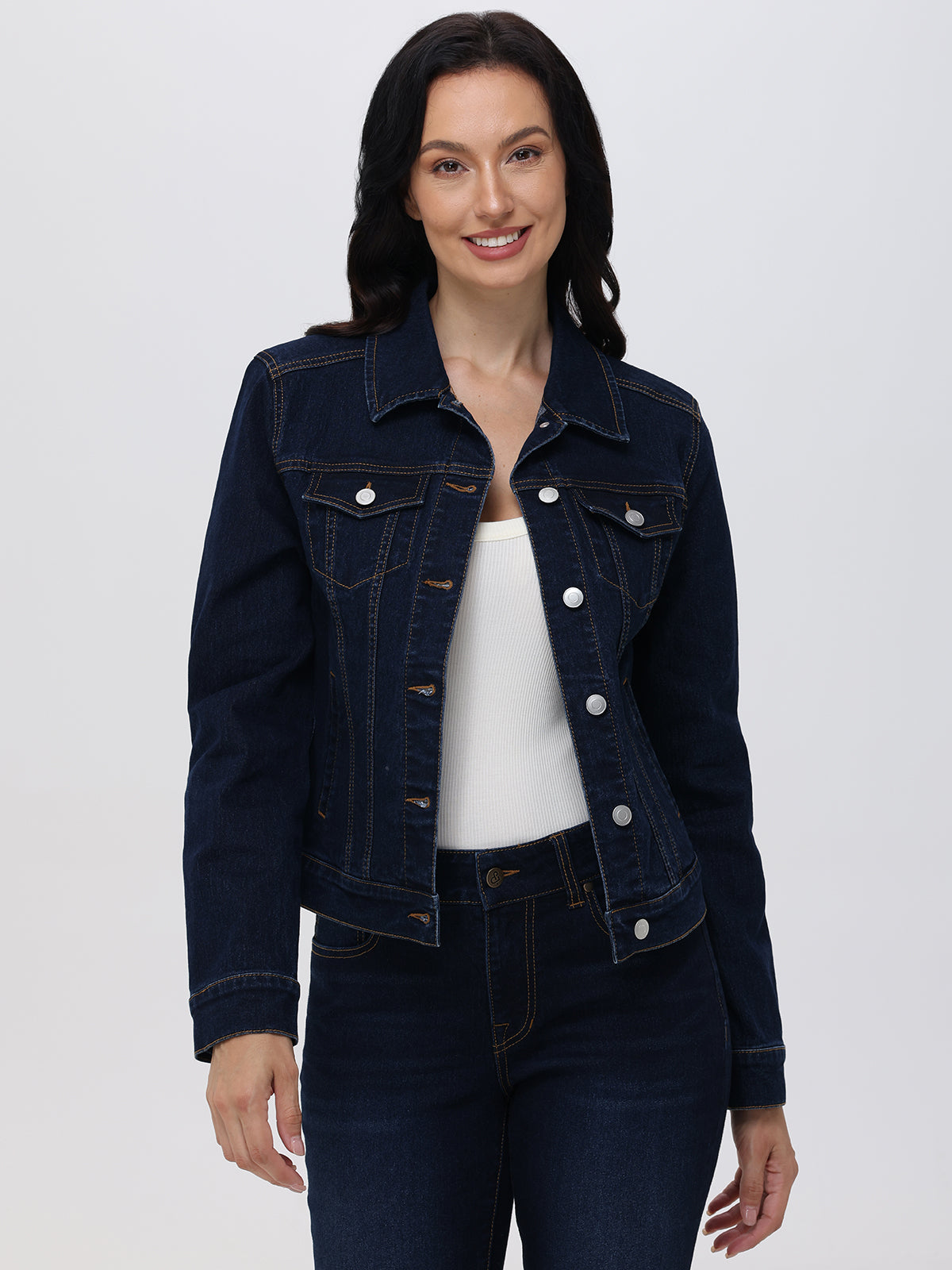89th & Madison Classic Denim Jacket In Dark Wash