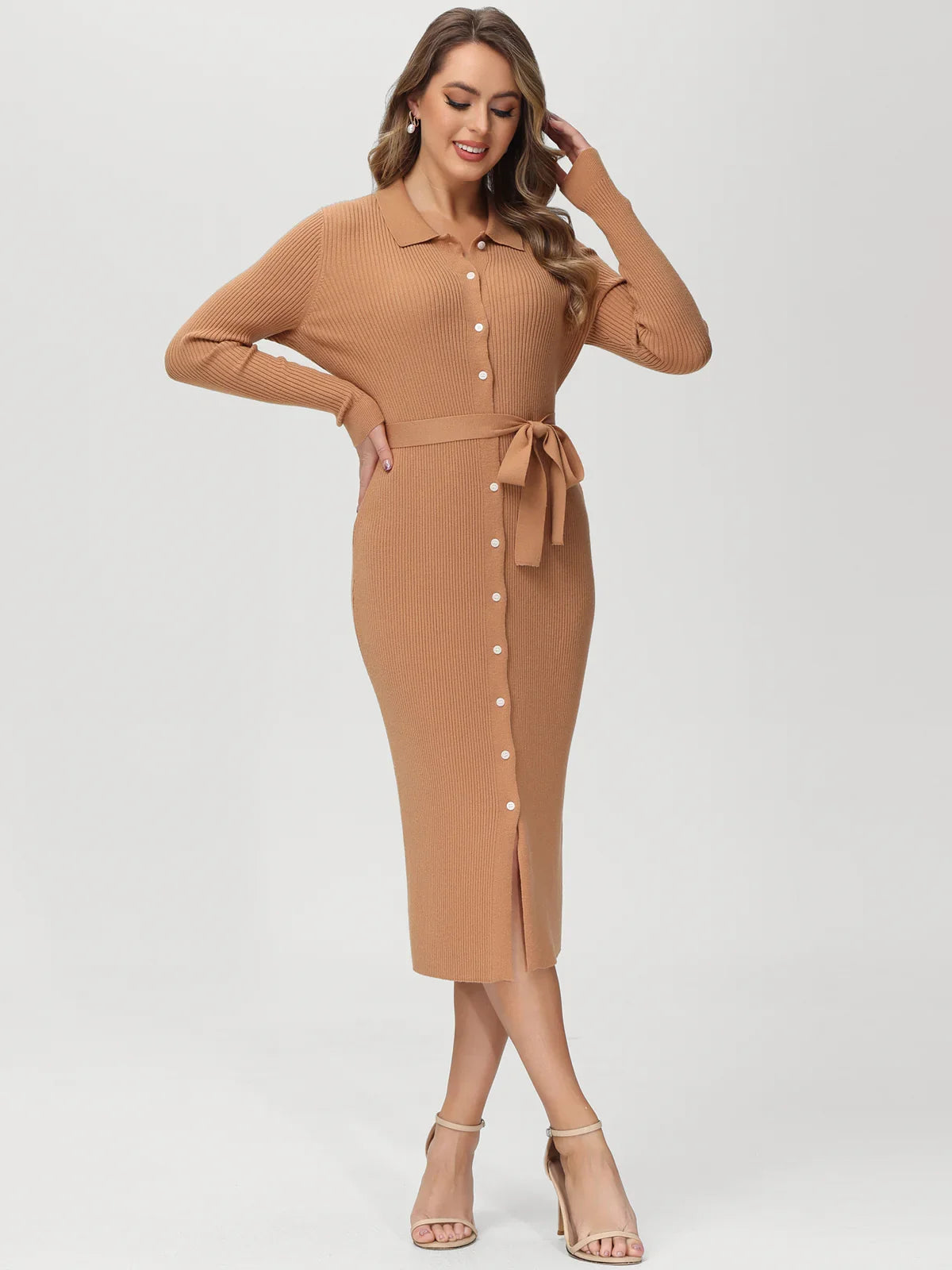 madison midi dress 89th & Madison Rib Tie Waist Midi Dress