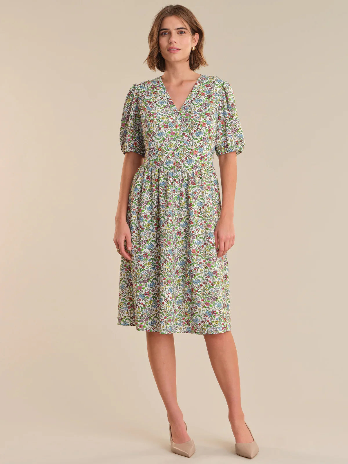 combo midi dress Geo Eyelet Knit Combo Midi Dress in Ecru
