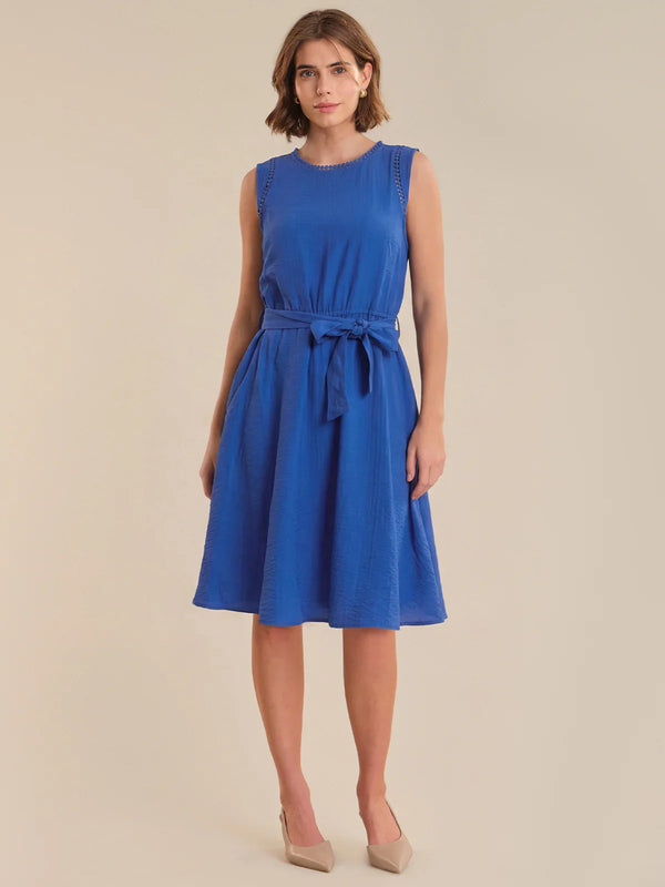 nautical cocktail dress 89th & Madison Sleeveless Tie Waist A-Line Dress