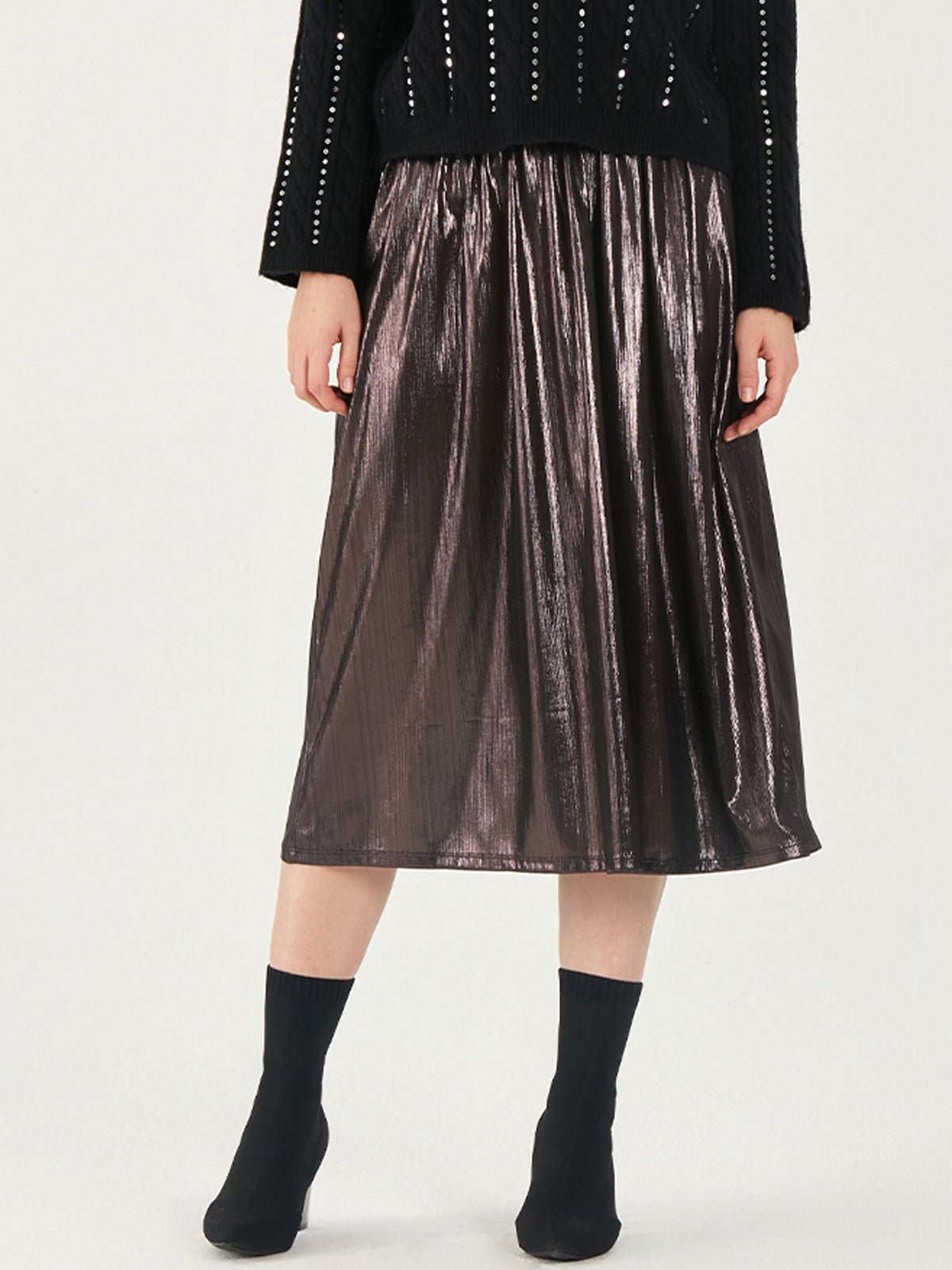 Metallic Midi Skirt