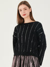 Boatneck Sequin Cable Sweater