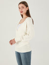 Lace Inset V-Neck Pullover