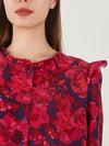 Floral Ruffle Peasant Blouse