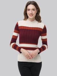 Colorblock Mockneck Rib Pullover