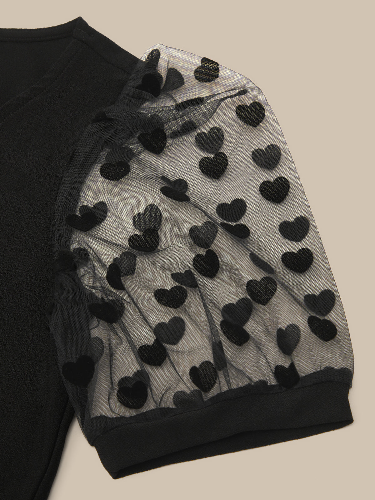 Hearts Puff Sleeve Cool Feel Top