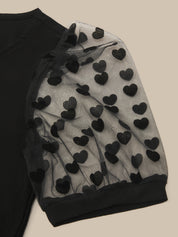Hearts Puff Sleeve Cool Feel Top