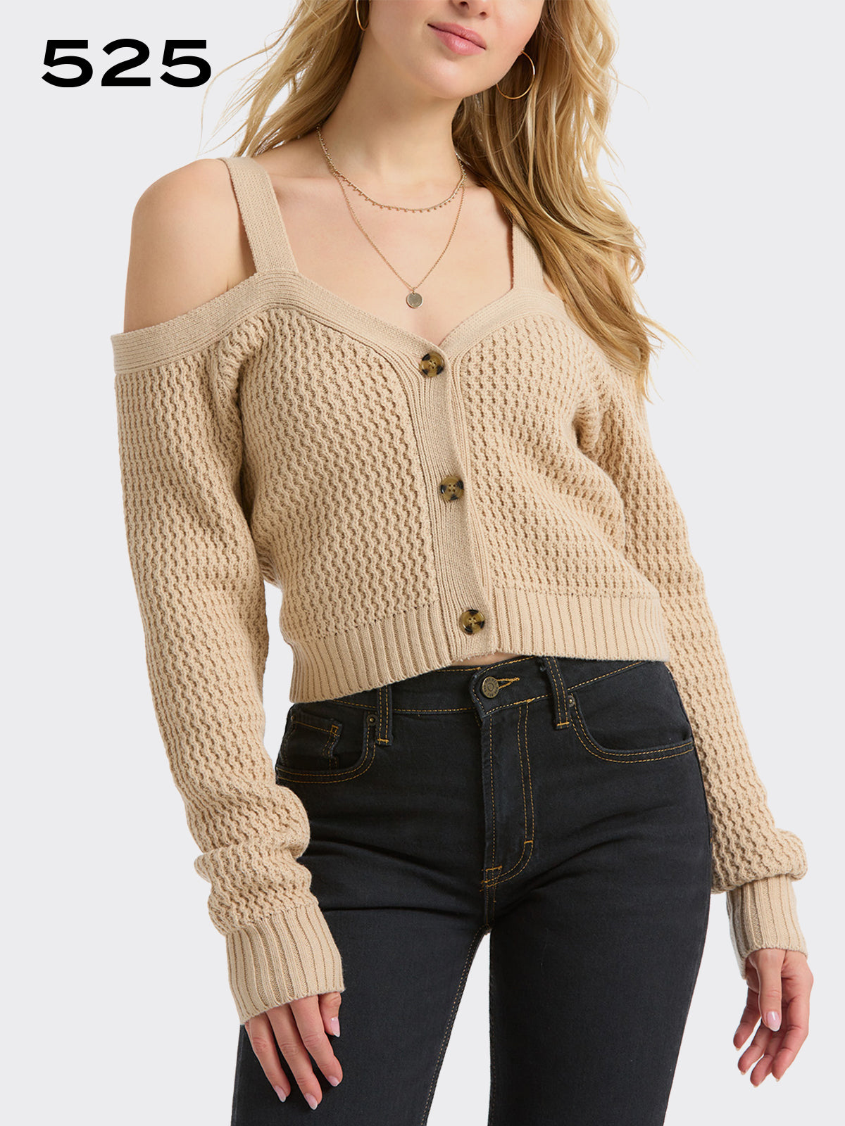 Cold Shoulder Rack Stitch Cardigan
