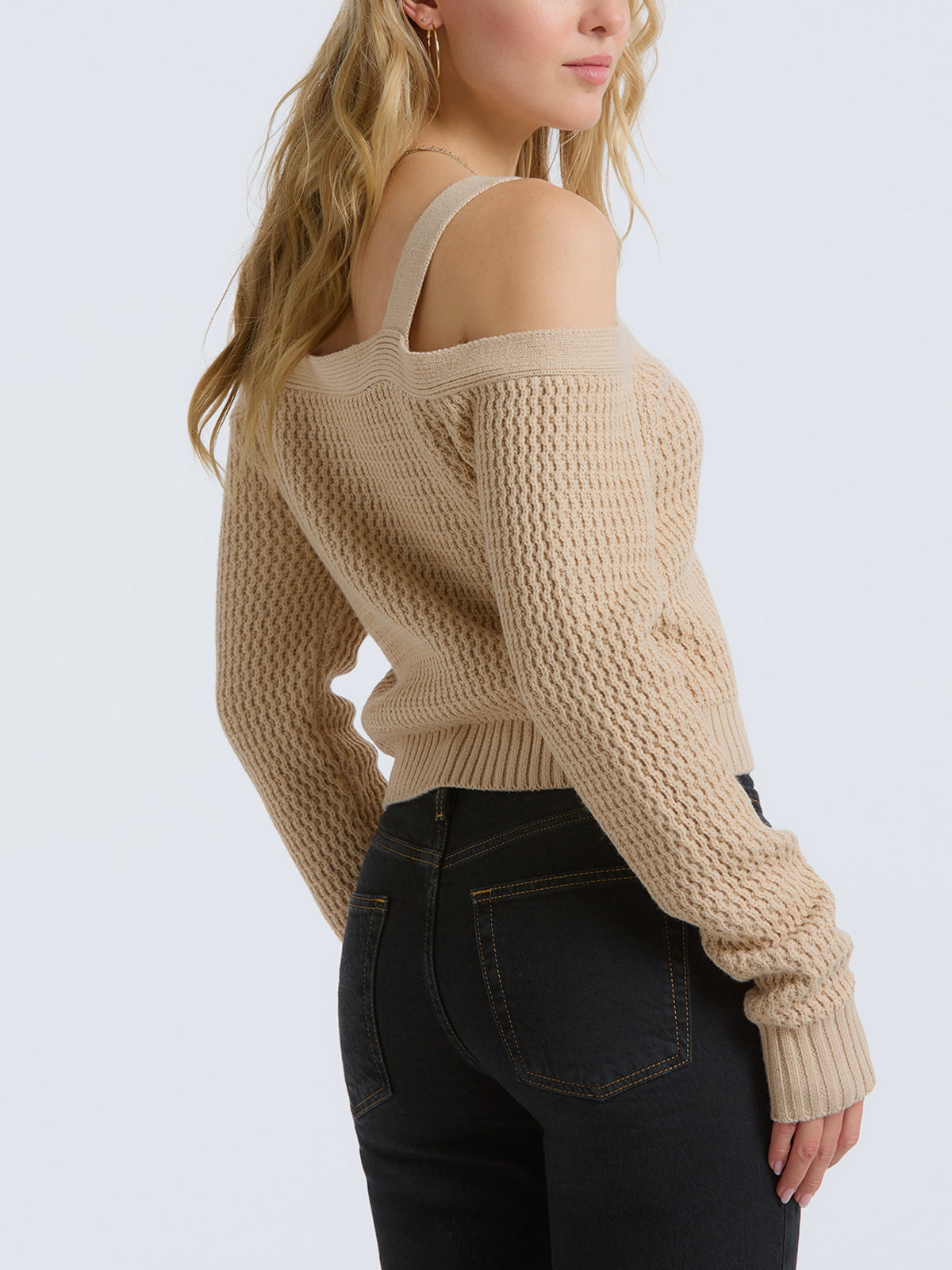 Cold Shoulder Rack Stitch Cardigan