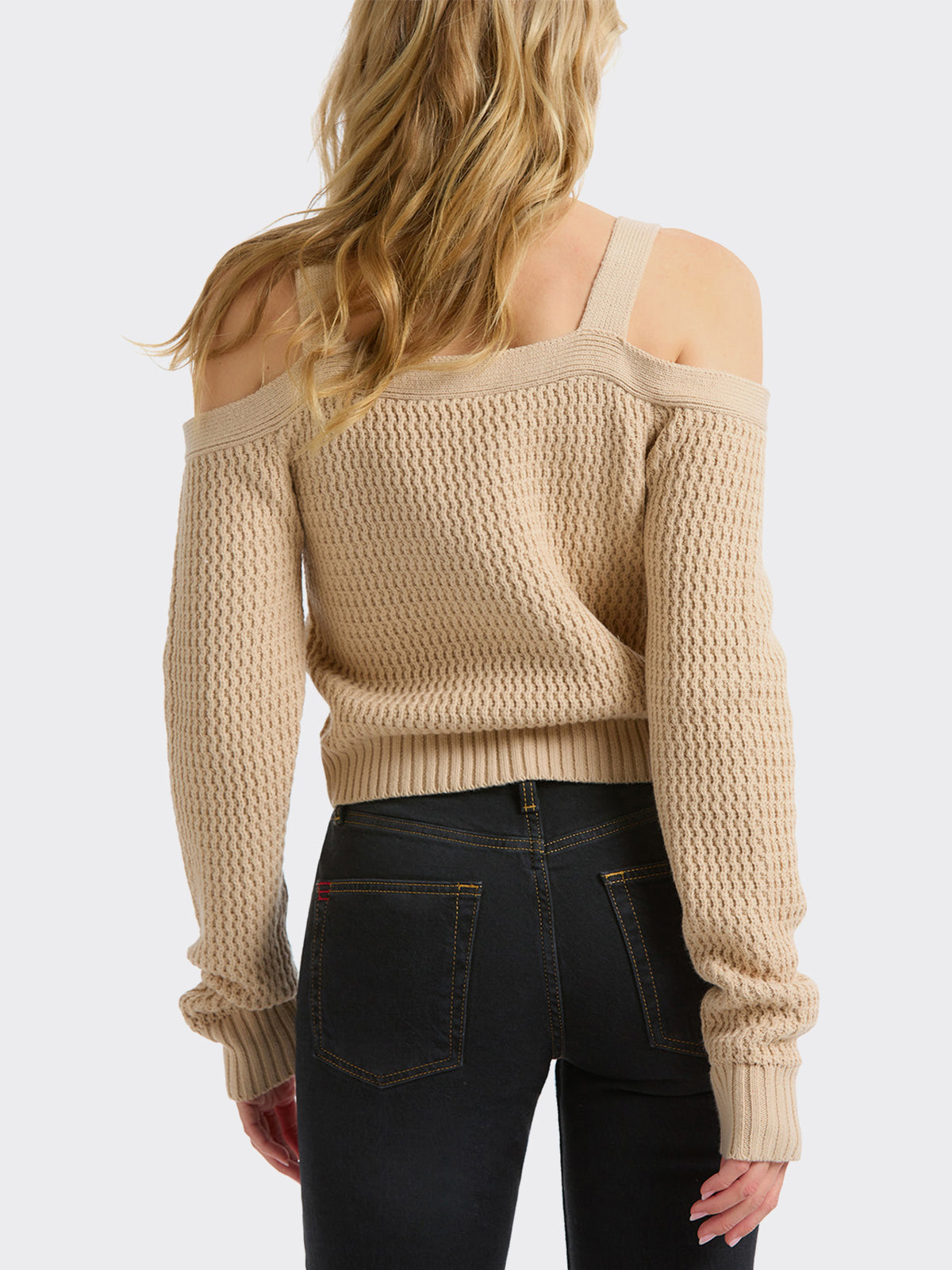 Cold Shoulder Rack Stitch Cardigan