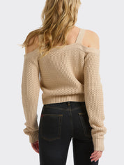 Cold Shoulder Rack Stitch Cardigan