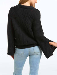 Textured V-Neck Collared Pullover