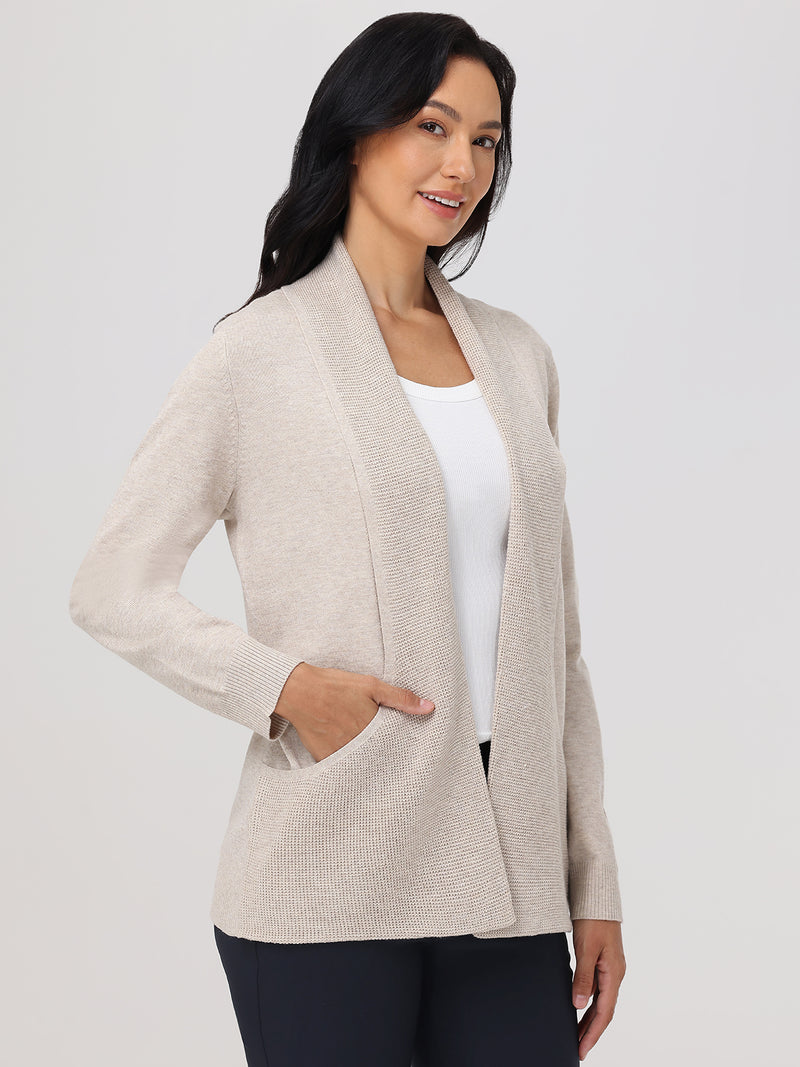 Waffle Stitch J-Pocket Cardigan