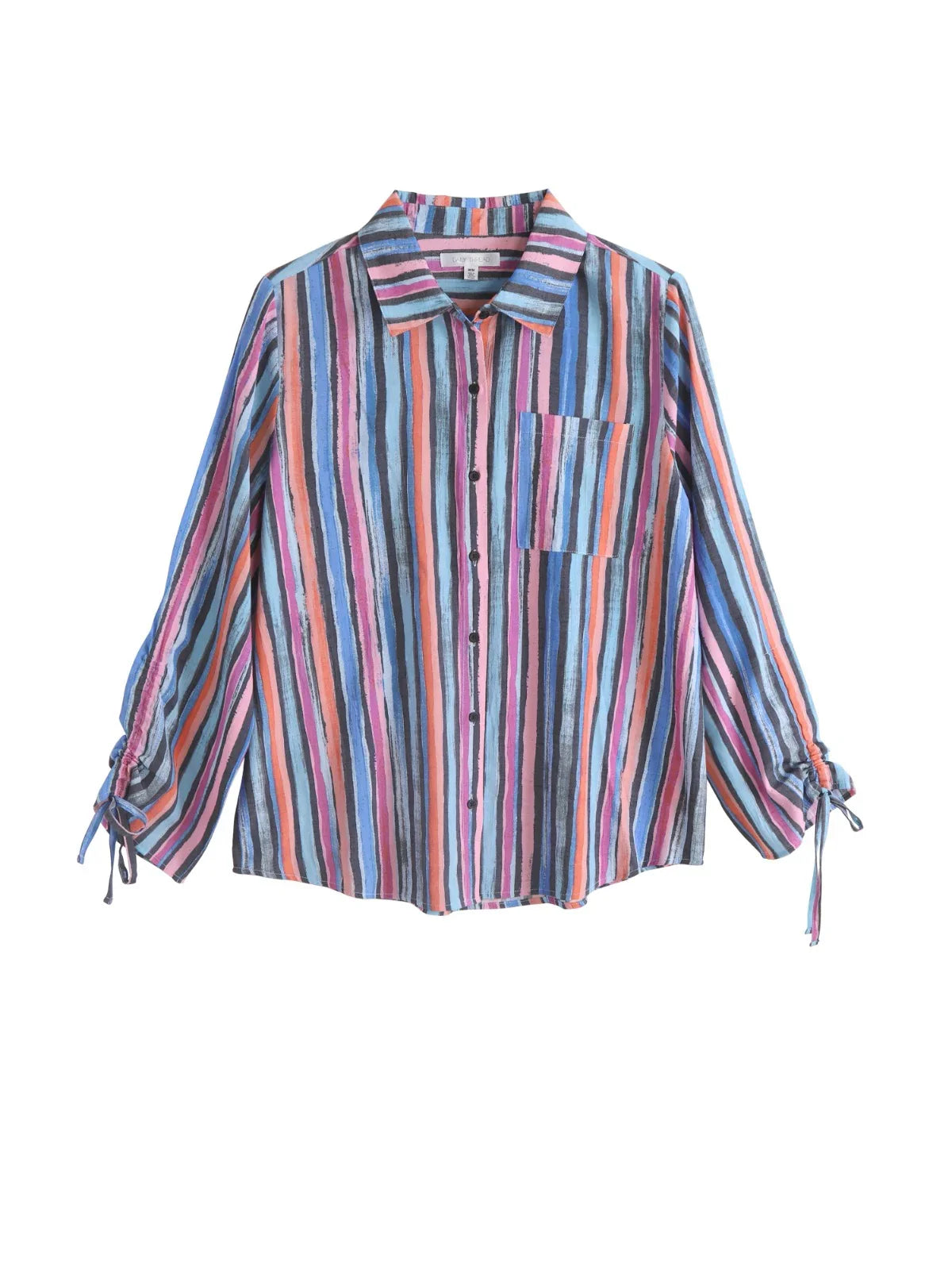 Ruched Sleeve Button Front Shirt