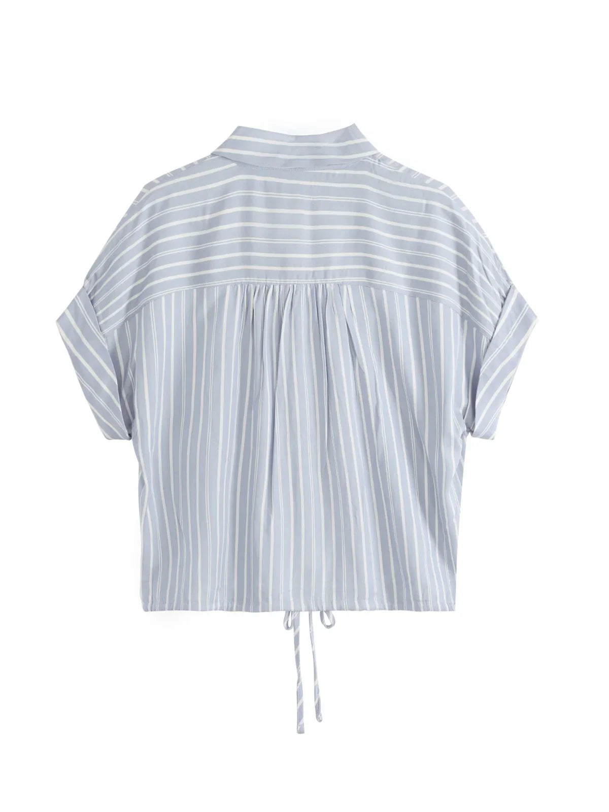 Crop Button Front Drawstring Waist Top