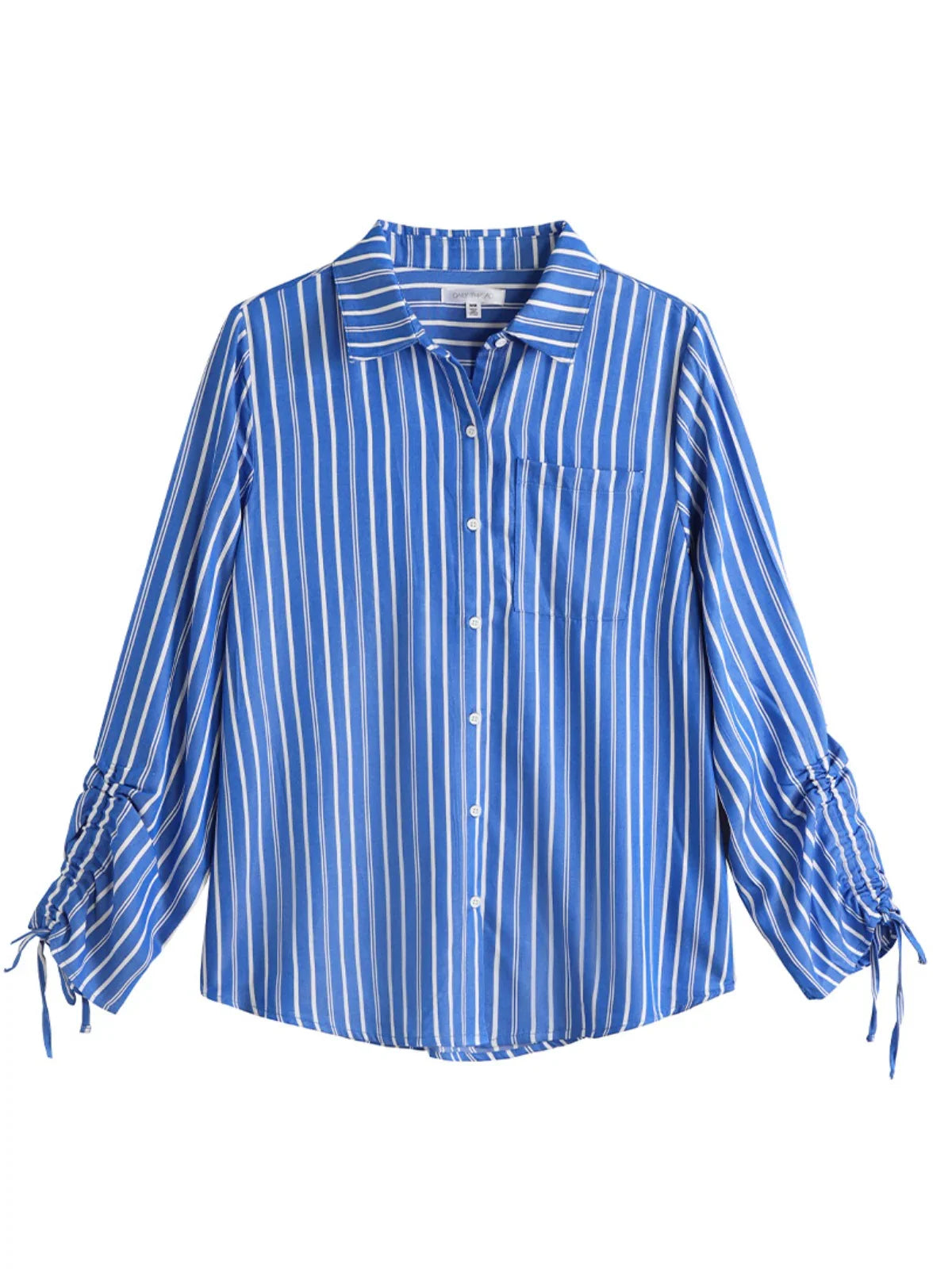 Ruched Sleeve Button Front Shirt