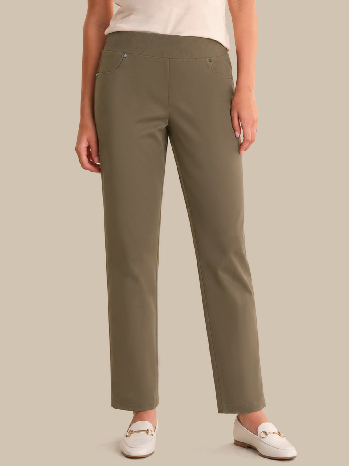 Ultra Stretch Faux Pockets Straight Leg Pants