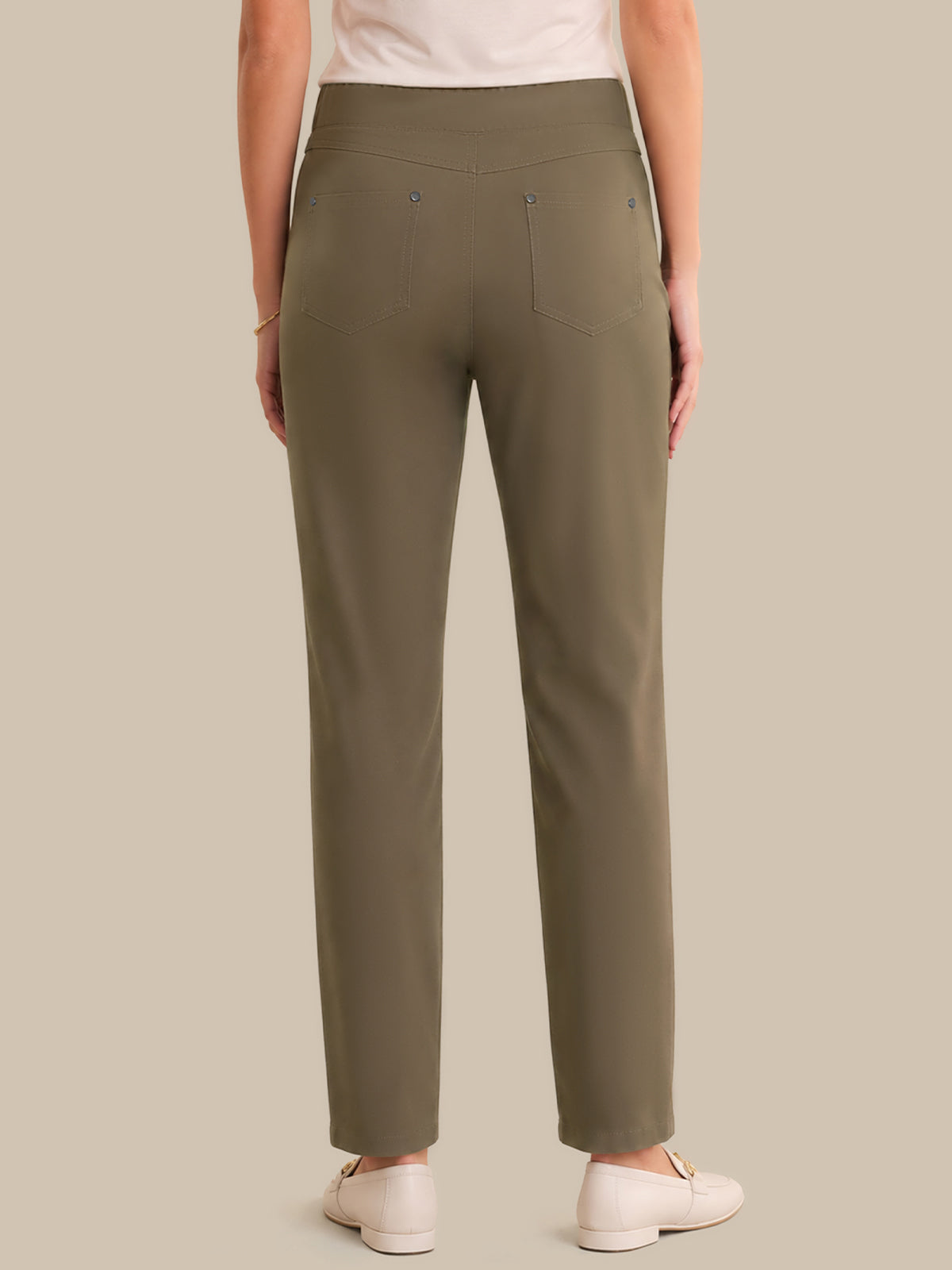 Ultra Stretch Faux Pockets Straight Leg Pants