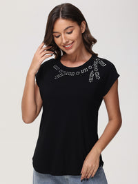 Jeweled Neck Dolman Top