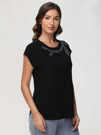 Jeweled Neck Dolman Top