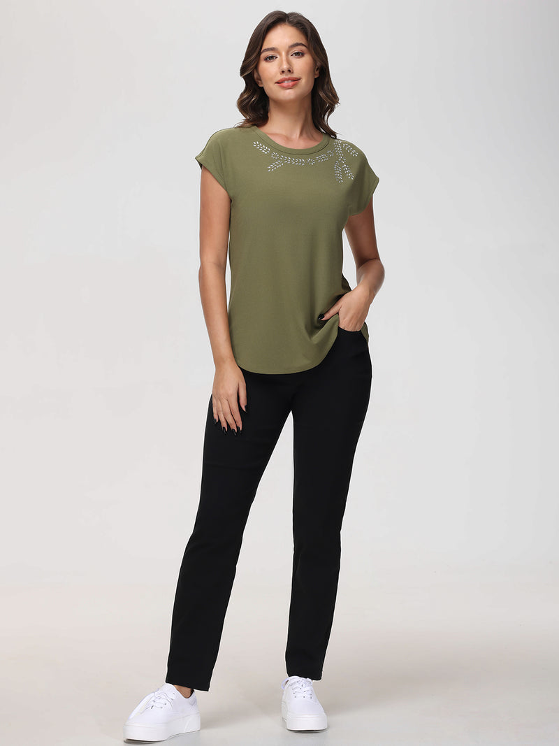 Jeweled Neck Dolman Top