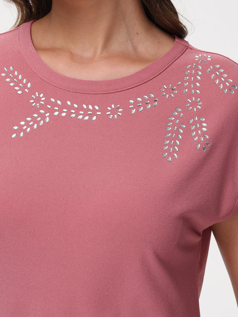 Jeweled Neck Dolman Cool Top