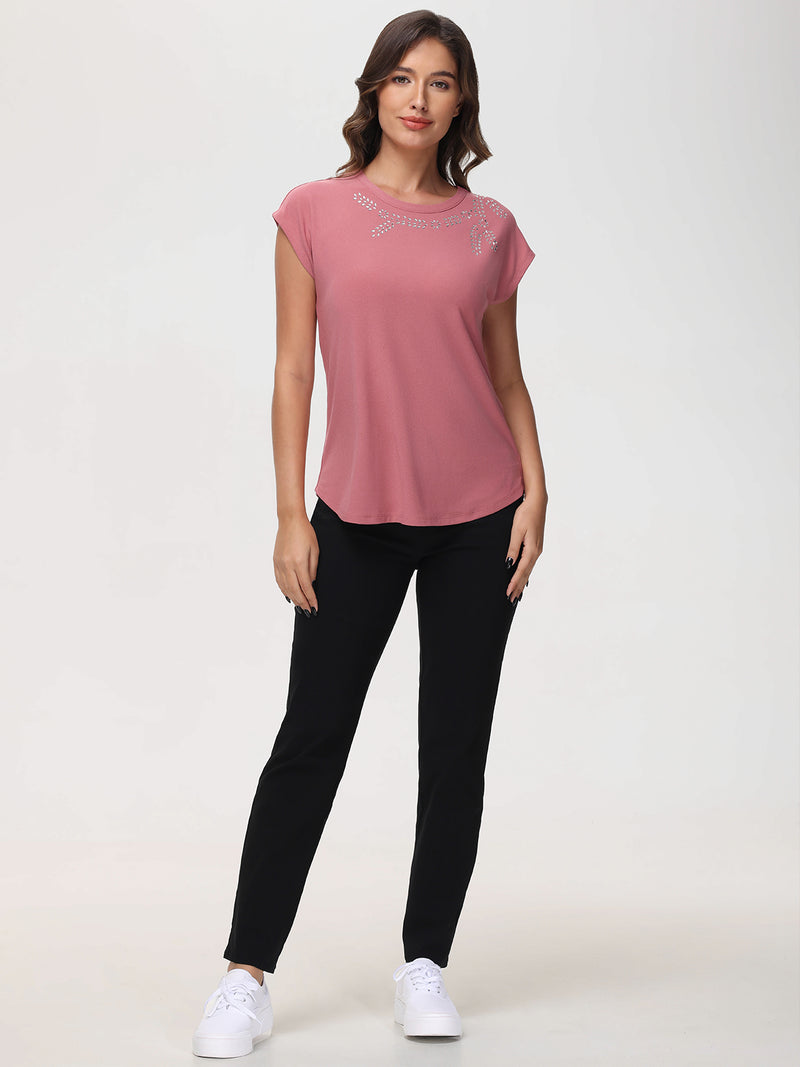 Jeweled Neck Dolman Top