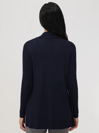 Turnback Directional Rib Open Cardigan