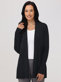 Turnback Directional Rib Open Cardigan