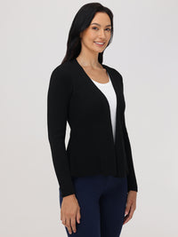 Directional Rib Peplum Open Cardigan