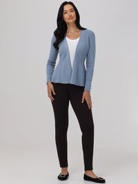 Directional Rib Peplum Open Cardigan