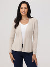 Directional Rib Peplum Open Cardigan