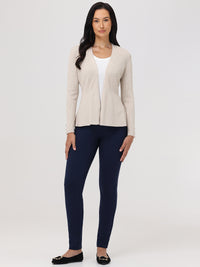 Directional Rib Peplum Open Cardigan