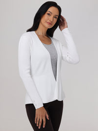 Directional Rib Peplum Open Cardigan