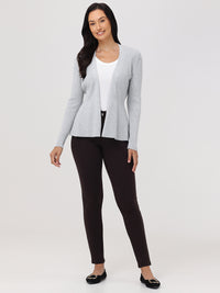 Directional Rib Peplum Open Cardigan