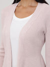 Directional Rib Peplum Open Cardigan