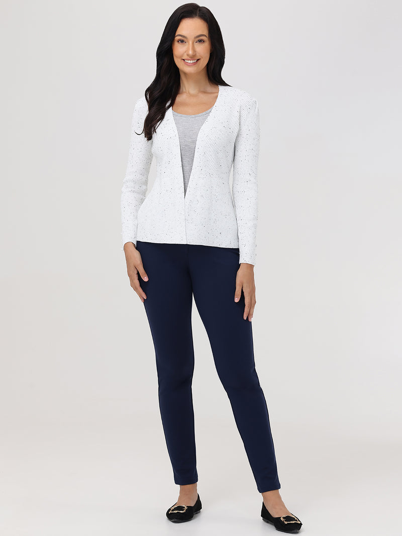 Fleck Peplum Open Cardigan