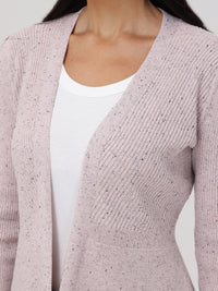 Fleck Peplum Open Cardigan