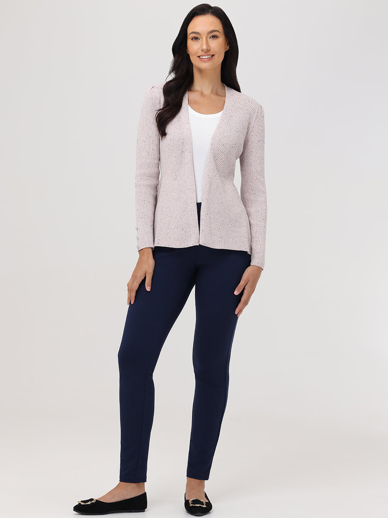 Fleck Peplum Open Cardigan