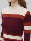 Colorblock Mockneck Rib Pullover