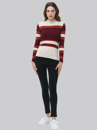 Colorblock Mockneck Rib Pullover