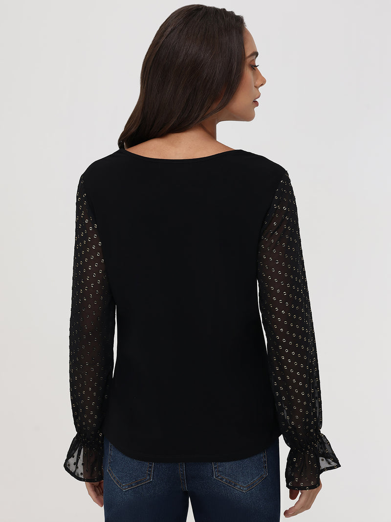 Metallic Dot Sleeve Cool Top