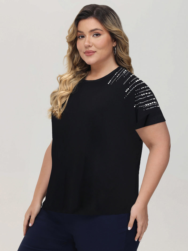 Plus Pearl & Rhinestone Embellished Cool Top