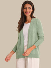 Pointelle Open Front Cardigan