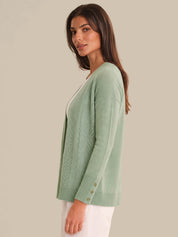Pointelle Open Front Cardigan