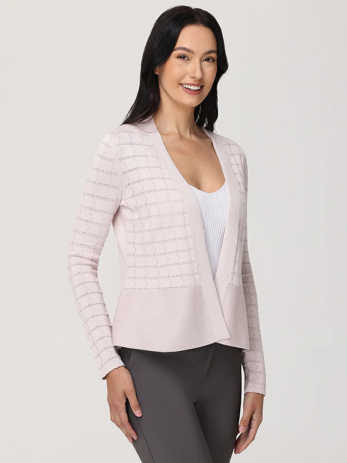 Pointelle Peplum Cardigan