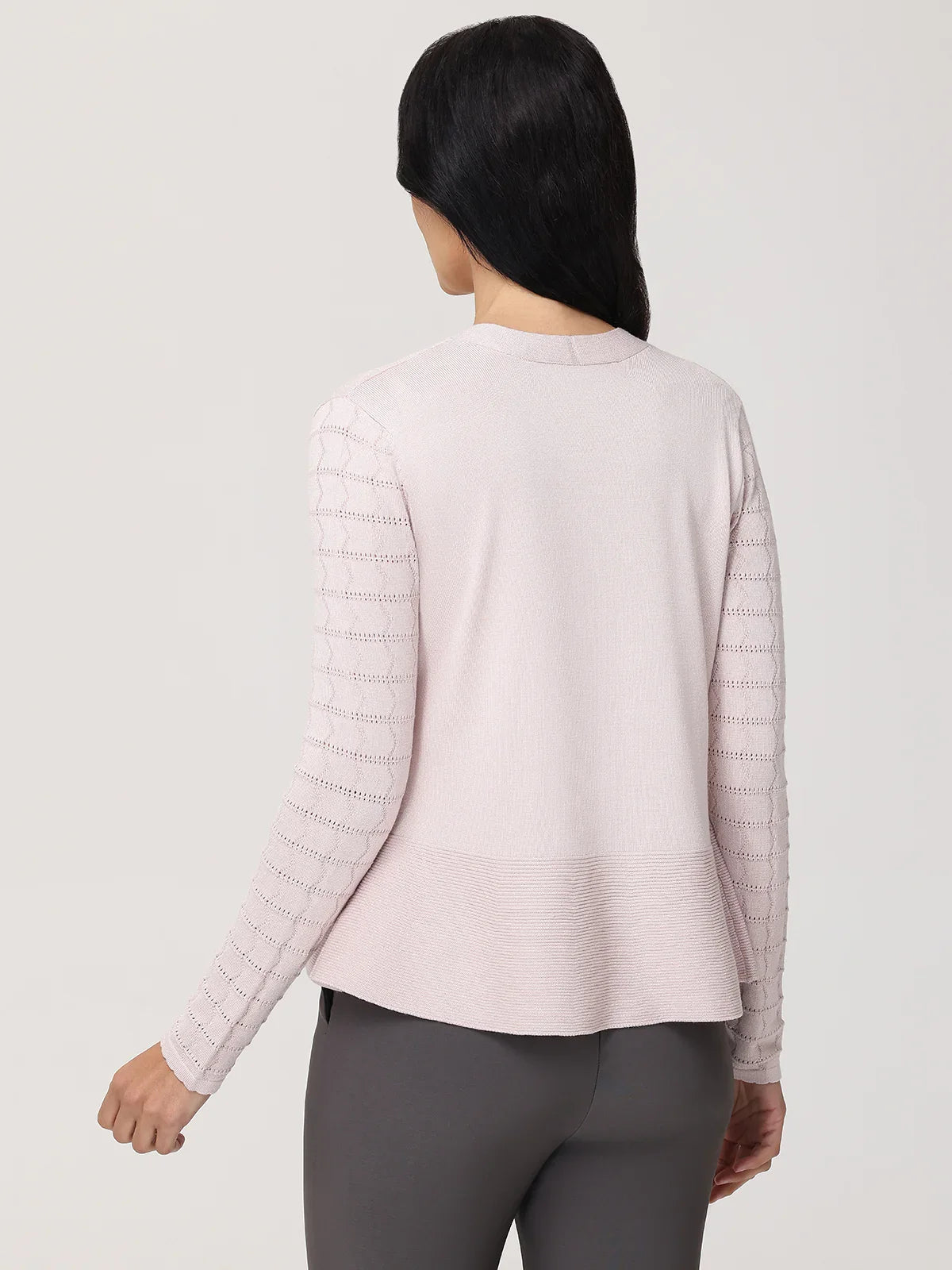 Pointelle Peplum Cardigan